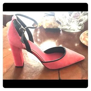 White House Black Market Pink suede heels